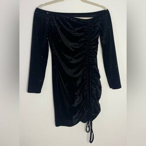 Elegant Black Off-the-Shoulder Ruched Dress